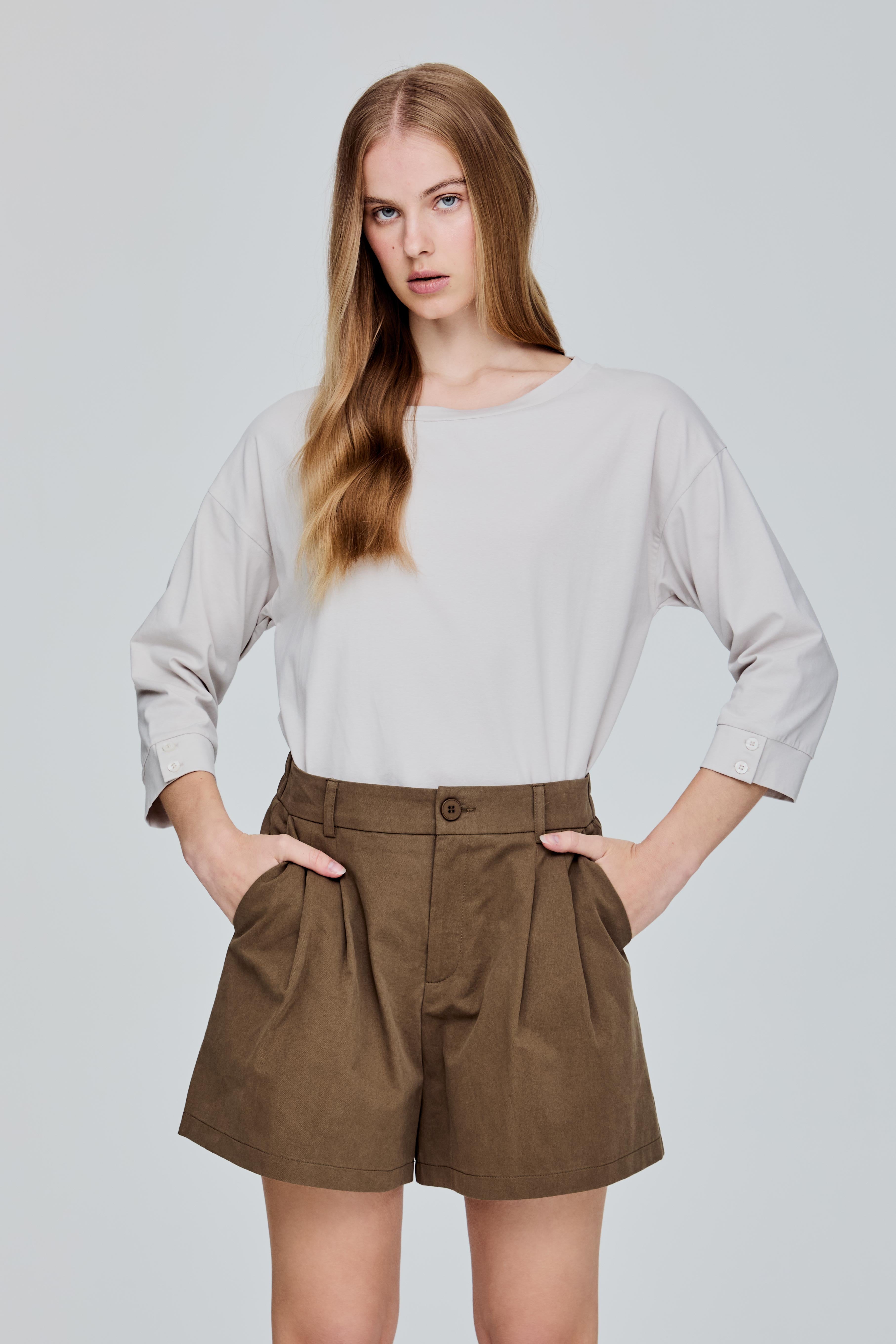 Elasticised Pleated Shorts