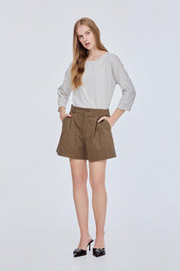 Elasticised Pleated Shorts