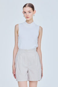 Pleated Gingham Shorts