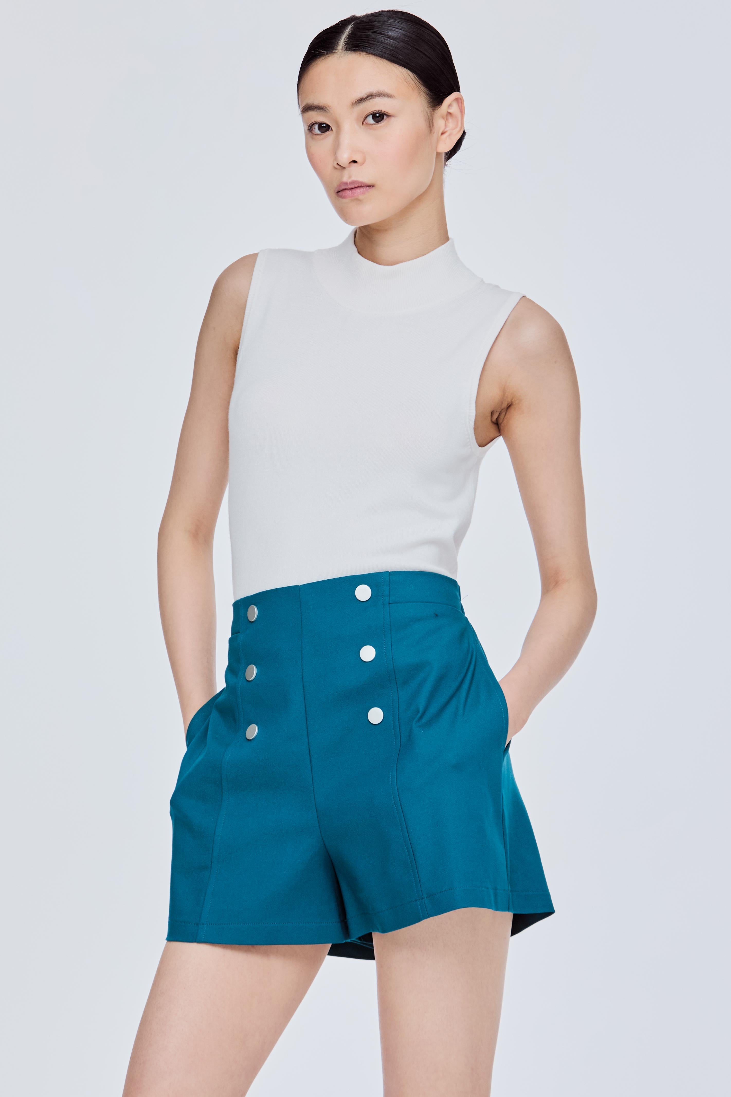 Elasticised Buttoned Shorts