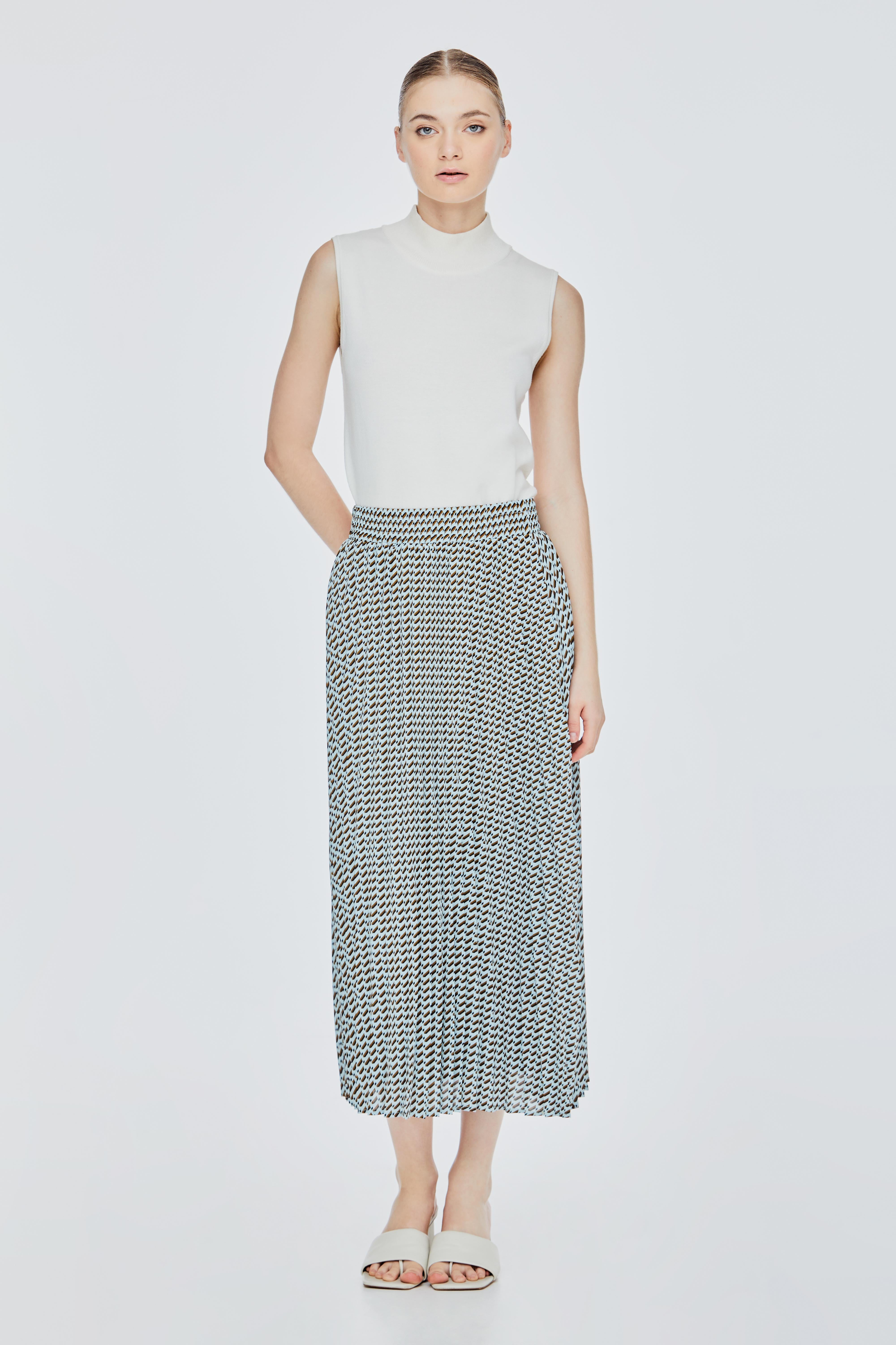 Printed Sunray Pleat Skirt