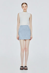 Suedette Front A-Line Slit Mini Skirt