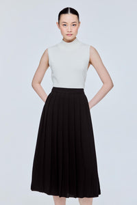 Knife Pleat Midi Skirt