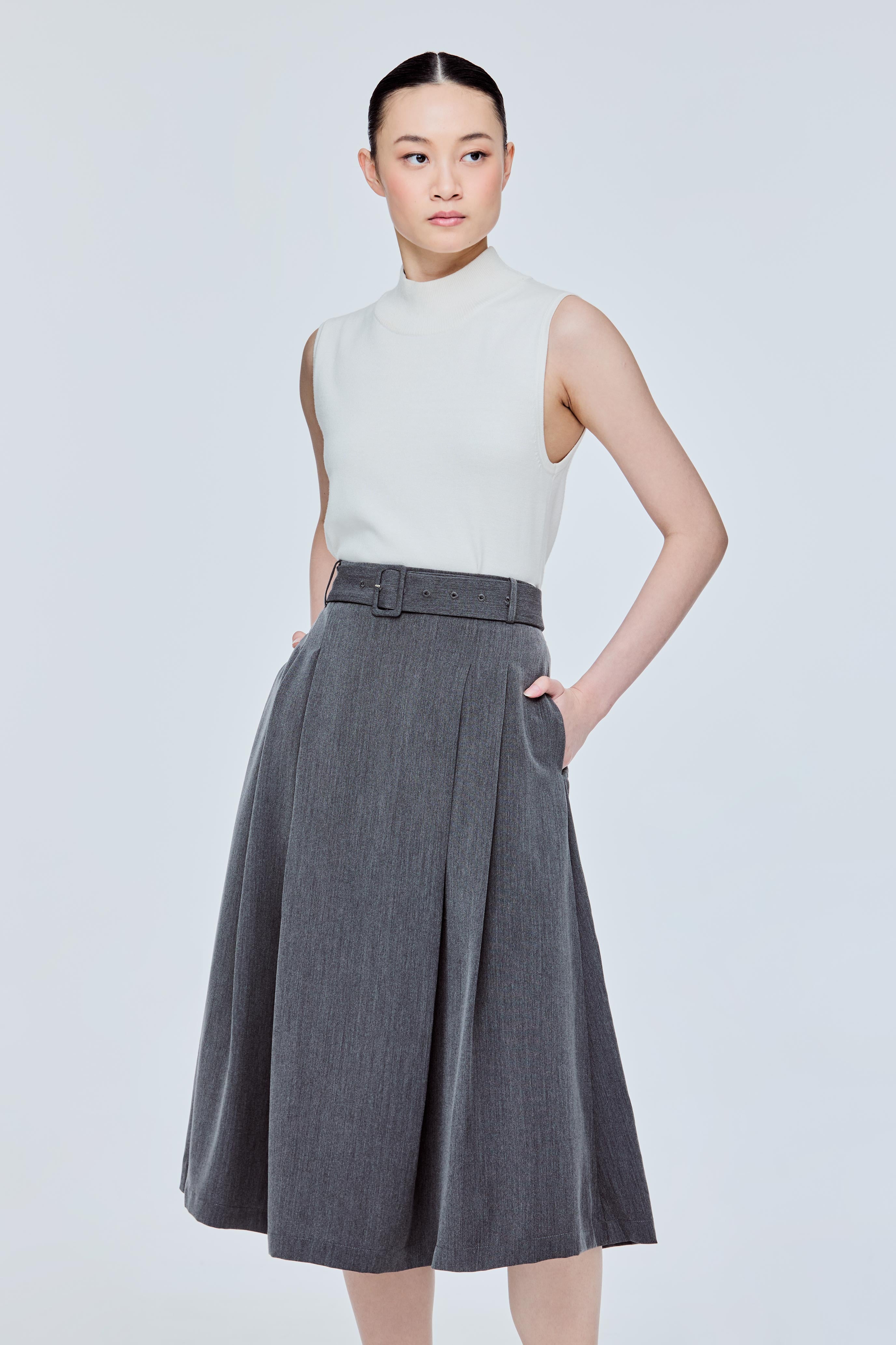 Elasticised Pleated Flare Skirt