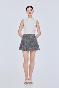 A-Line Front Buttoned Tweed Skirt