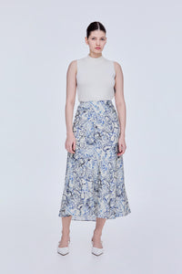 Printed Flowy Midi Skirt