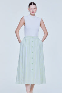 Stripes Buttoned Skirt