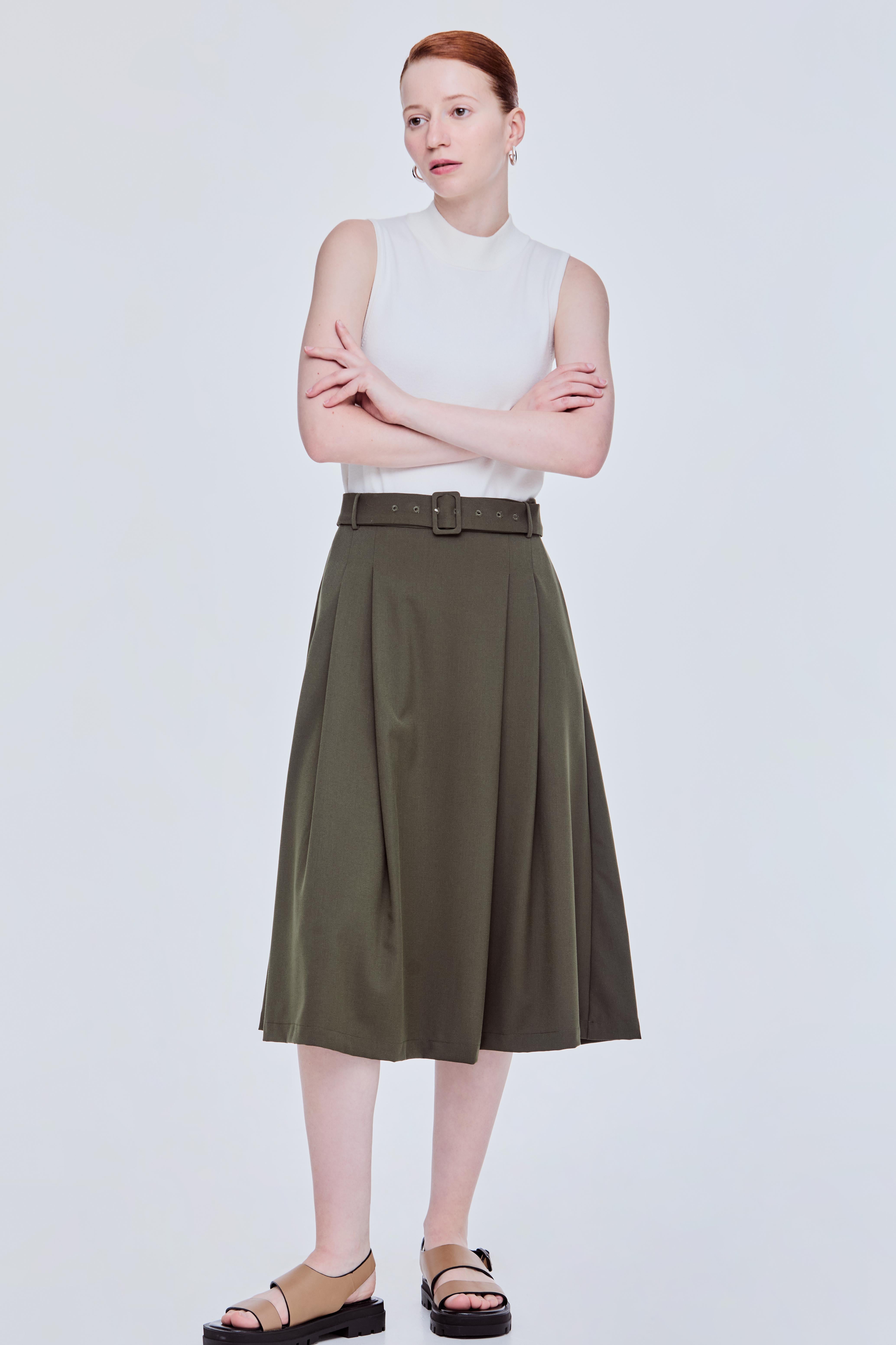 Elasticised Pleated Flare Skirt