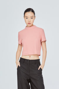 High Collar Waffle Tee Top