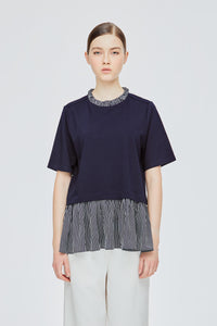 Frilled Neck Contrast Top