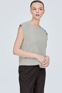 Sleeveless Striped Box Cut Tee