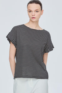 Striped Cap Sleeve Box Cut Tee