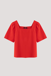 Puffy Sleeve Square Neck Top