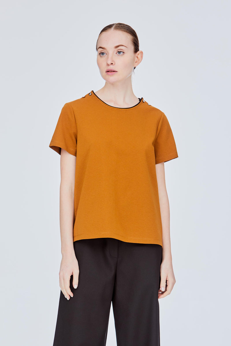 Button Shoulder Tee – iORA Malaysia