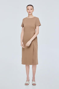 Basic Front Slit Midi Dress