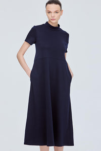 Basic High Neck Midi Dress