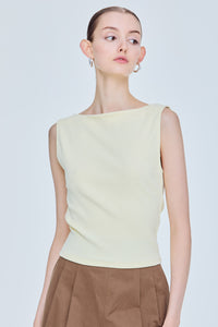 Clean Sleeveless Boat Neck Top