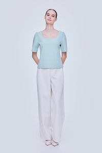 Puffy Sleeve Square Neck Top