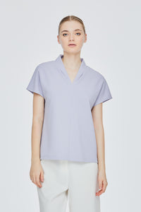 Stand Collar V-Neck Blouse