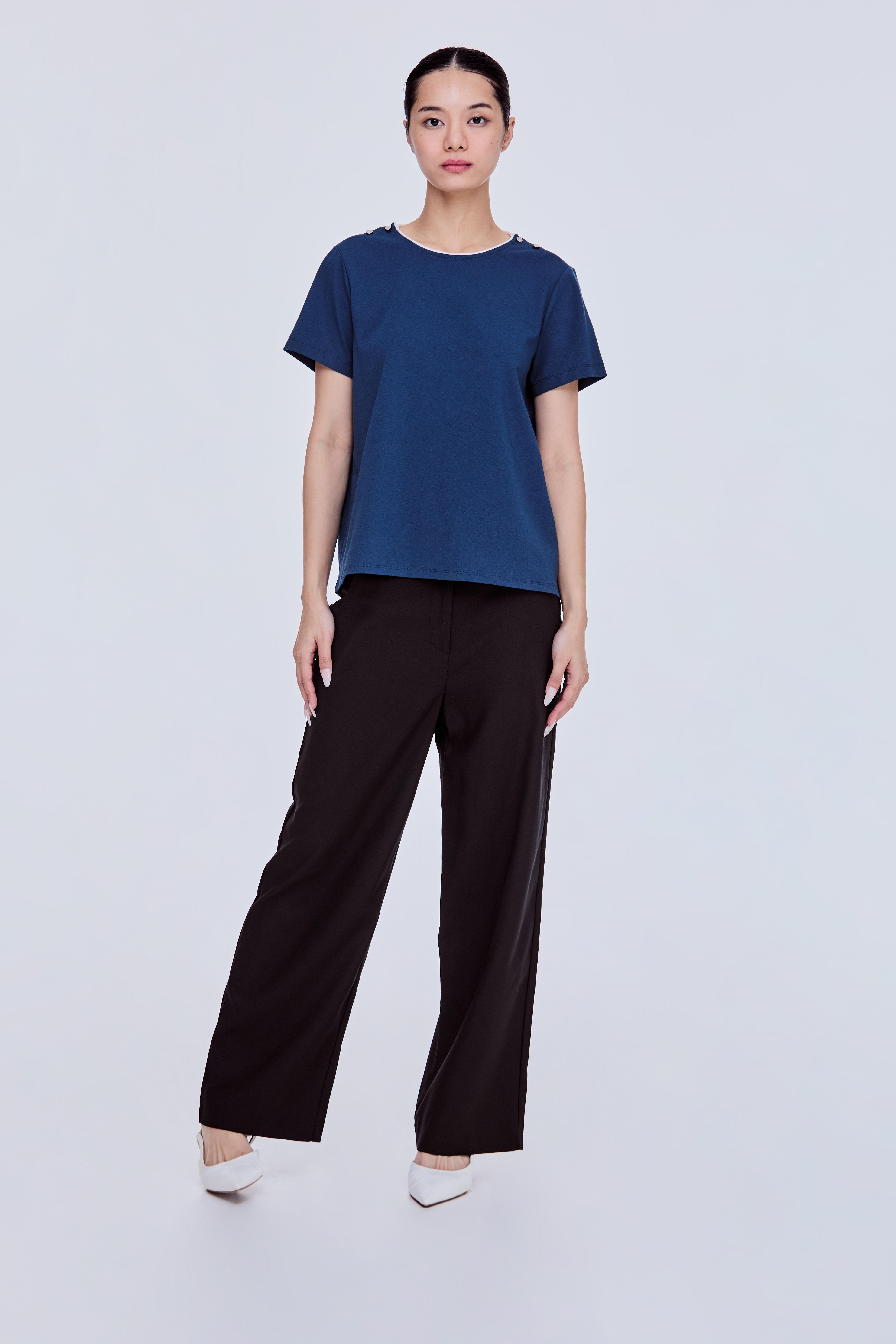 Button Shoulder Tee