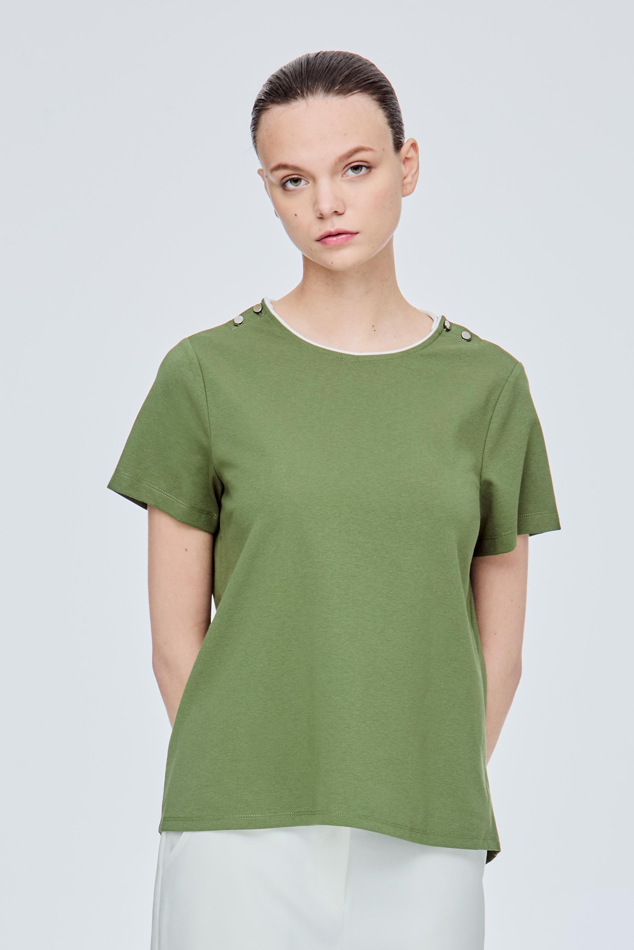 Button Shoulder Tee
