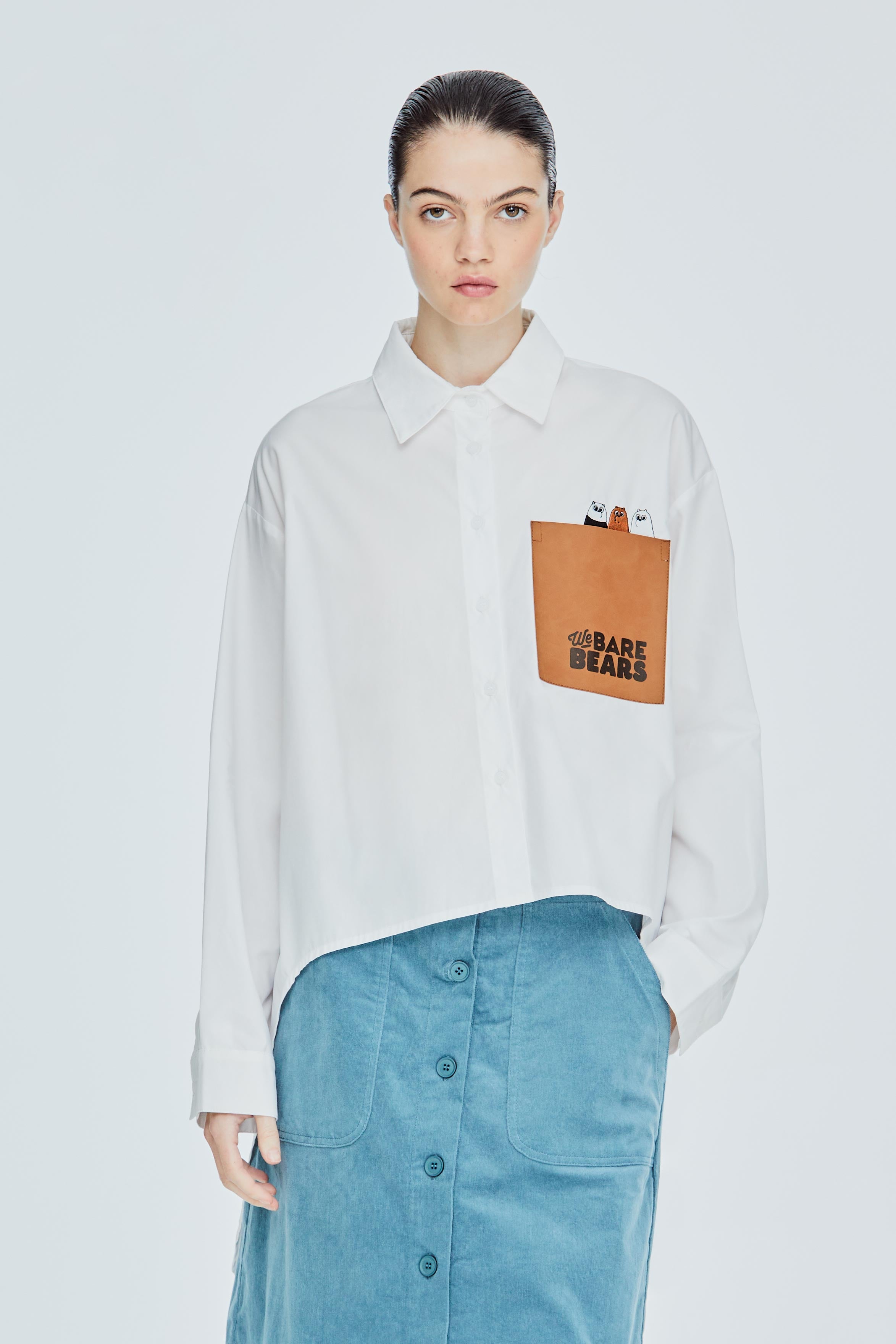 Leather Patch Pocket Button Down Shirt