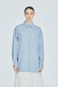 Oversized Hidden Placket Shirt Top