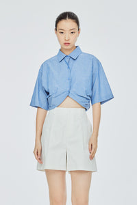 Side Pleated Crop Top