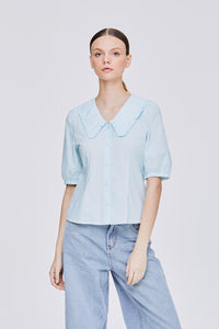 Peterpan Collar With Ruffles Top