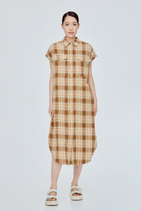 Checked Magyar Shirt Dress