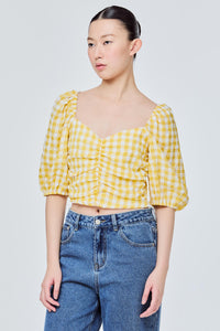 Gingham Ruched Top