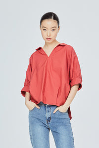 Collared V-Neck Top