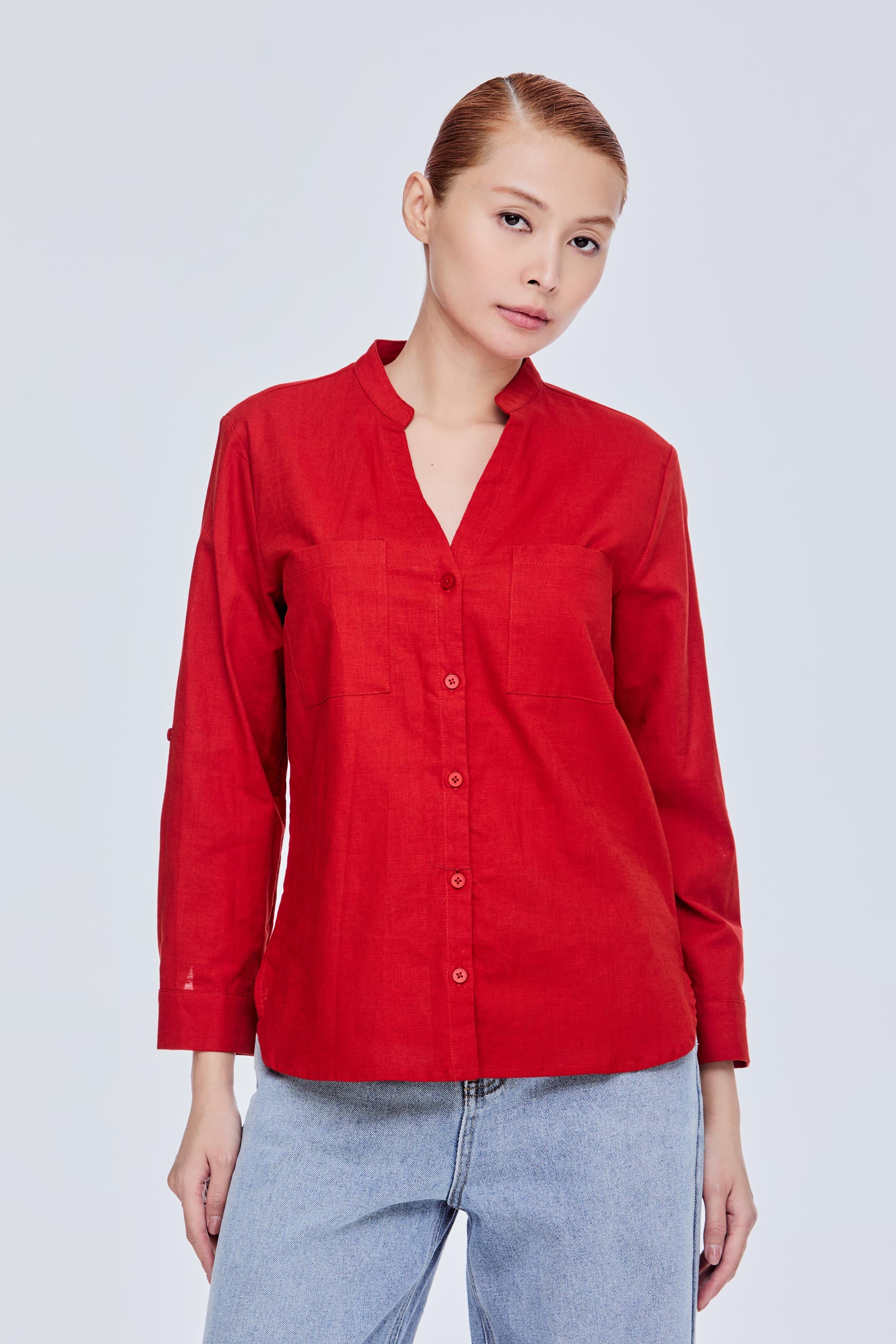 Linen Pocket Blouse