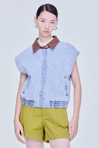 Contrast Denim Vest