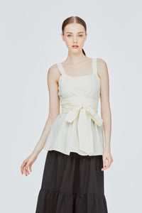 Sleeveless Flare Top With Sash