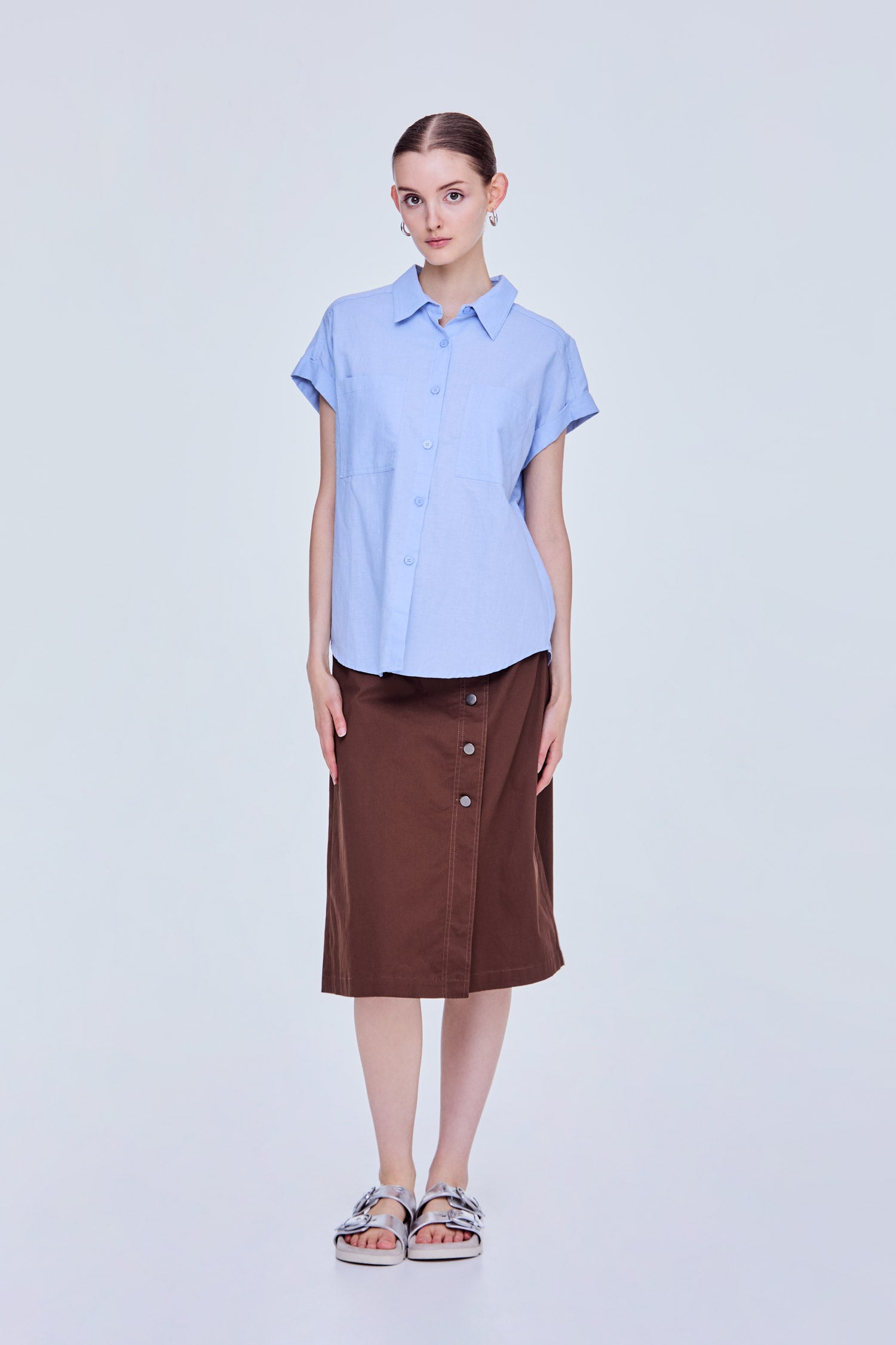 Collared Button Down Magyar Blouse