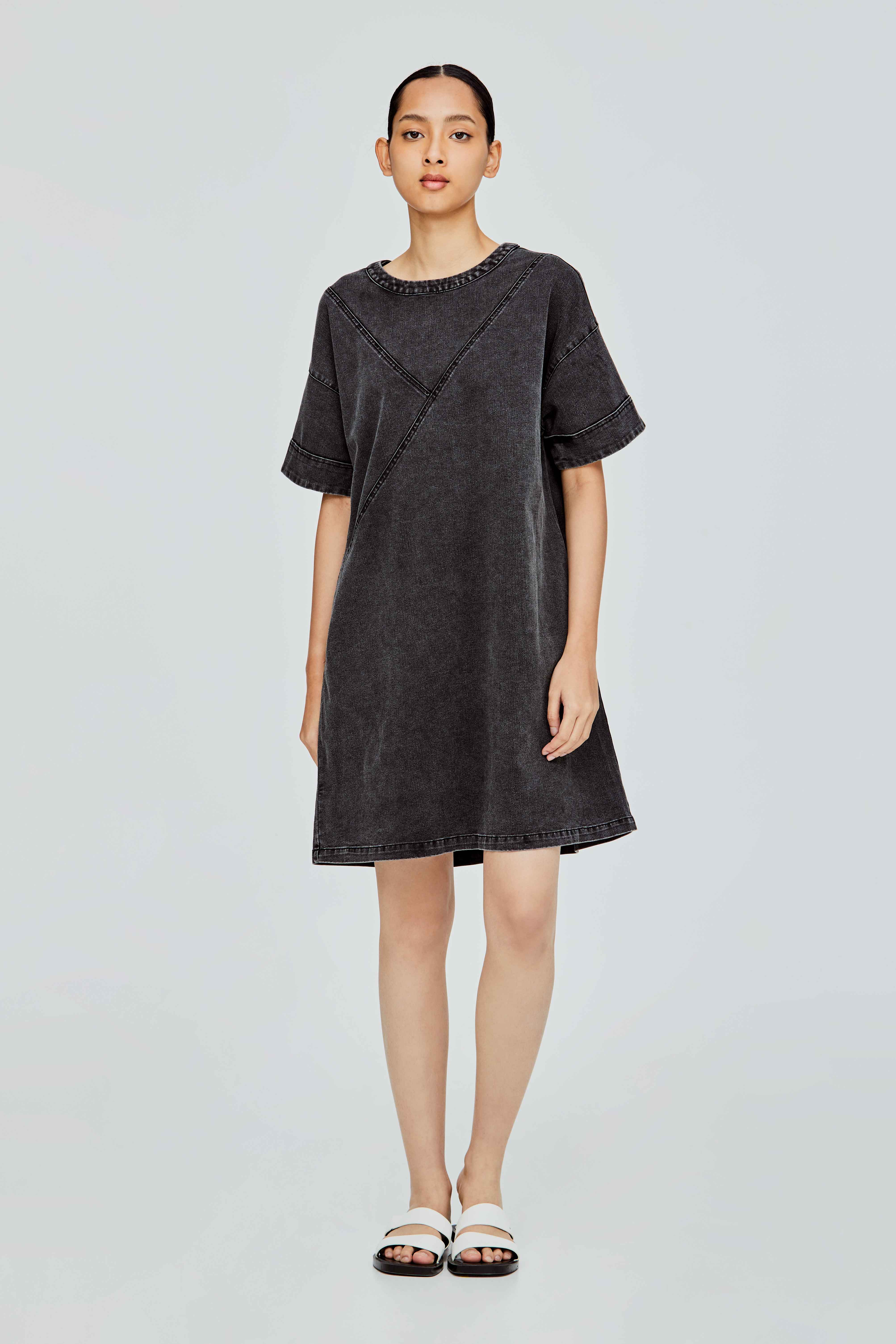 Denim Panelled Dress – iORA Malaysia