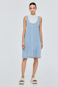 Deep Scoop Neckline Denim Dress