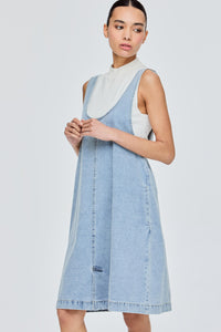 Deep Scoop Neckline Denim Dress