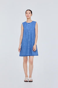 Denim Panelled A-Line Dress