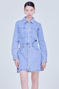 Mini Denim Collar Shirt Dress