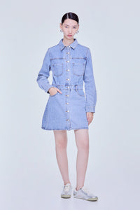Mini Denim Collar Shirt Dress