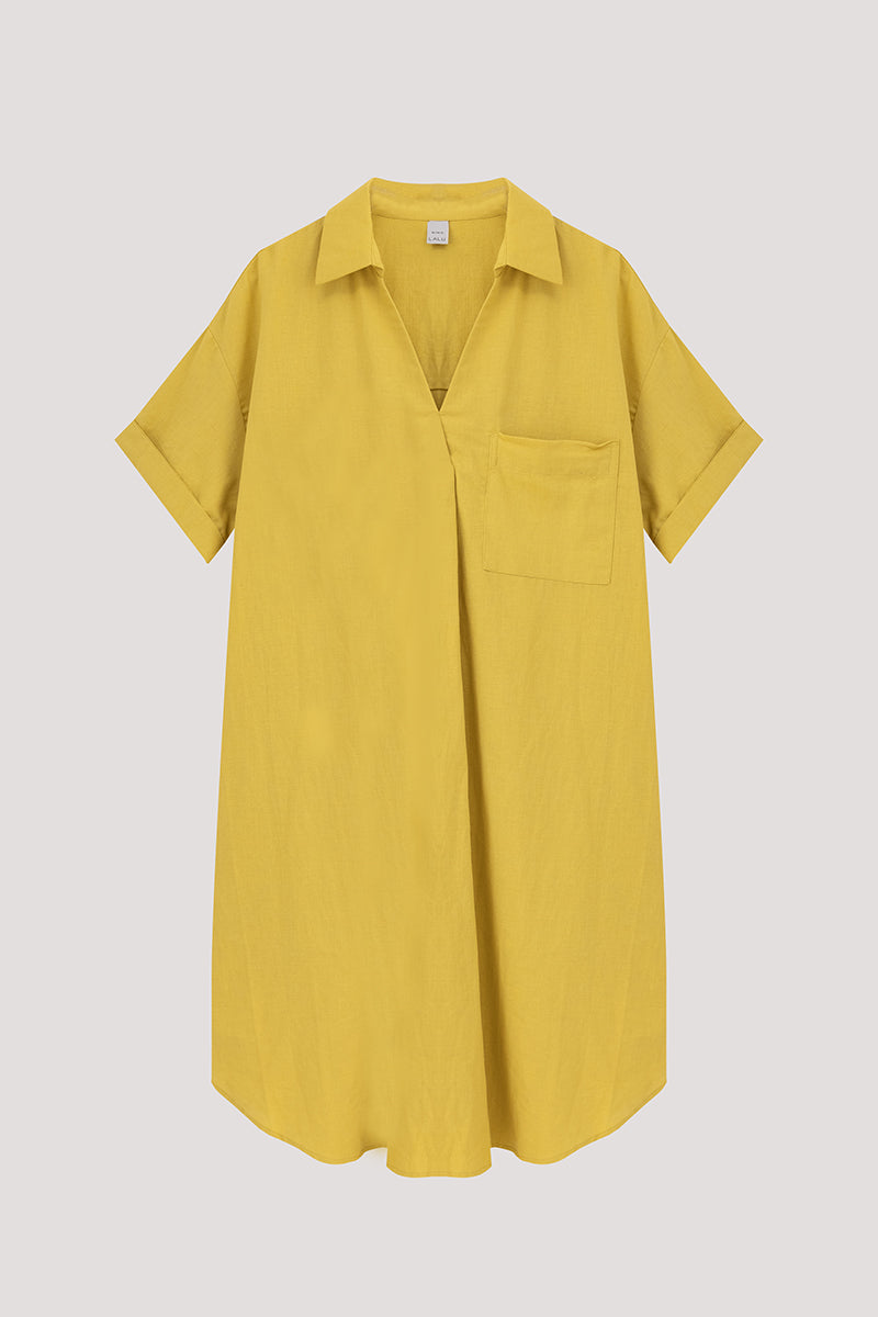 Collared Tunic Shirt Dress