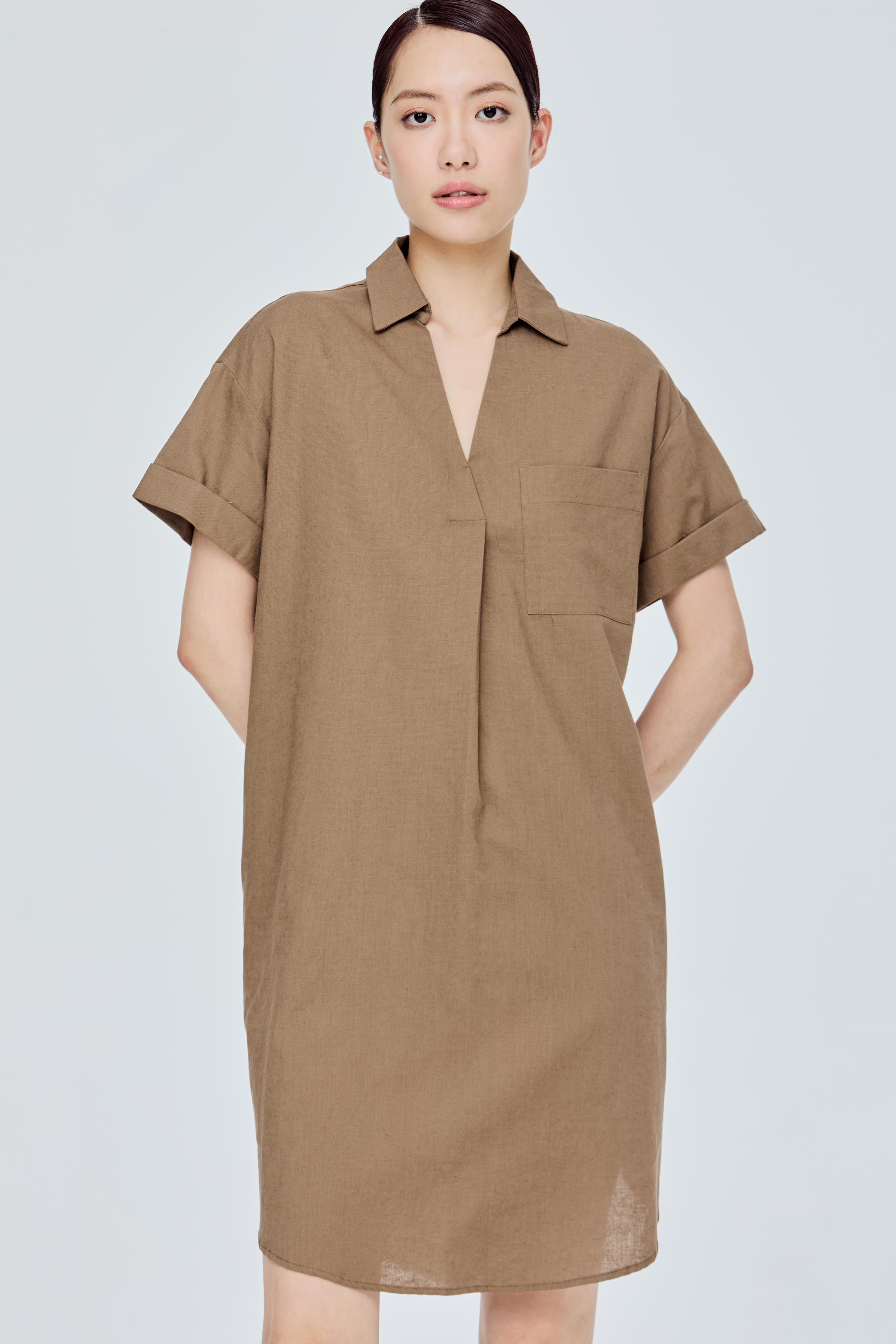 Collared Tunic Shirt Dress