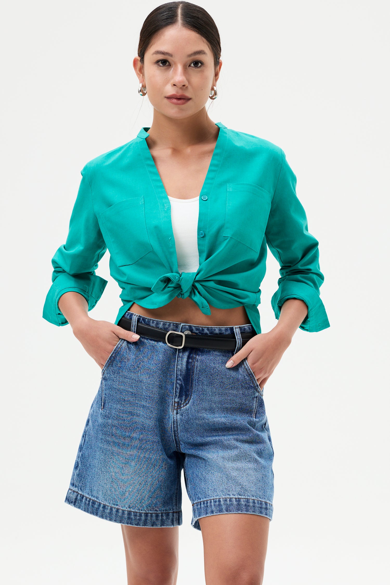 Linen Pocket Blouse