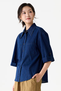 Roll-Up Sleeve Denim Shirt