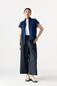 High Collar Denim Magyar Top