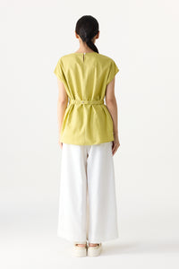 Cinched Waist Belted Top