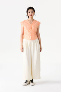 Pleated V-Neck Top