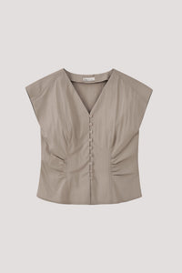 Pleated V-Neck Top